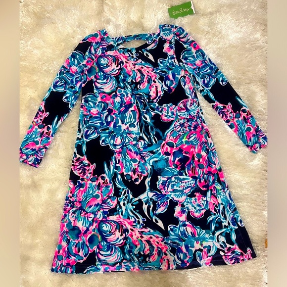 168.00 NWT LILLY PULTZER OLIVE DRESS BRIGHT NAVY ALL CAUGHT - Picture 7 of 8